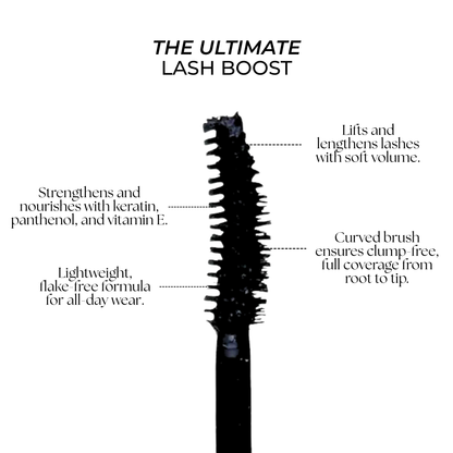 Diagram of MAELEI curved brush with ingredient and benefit highlights