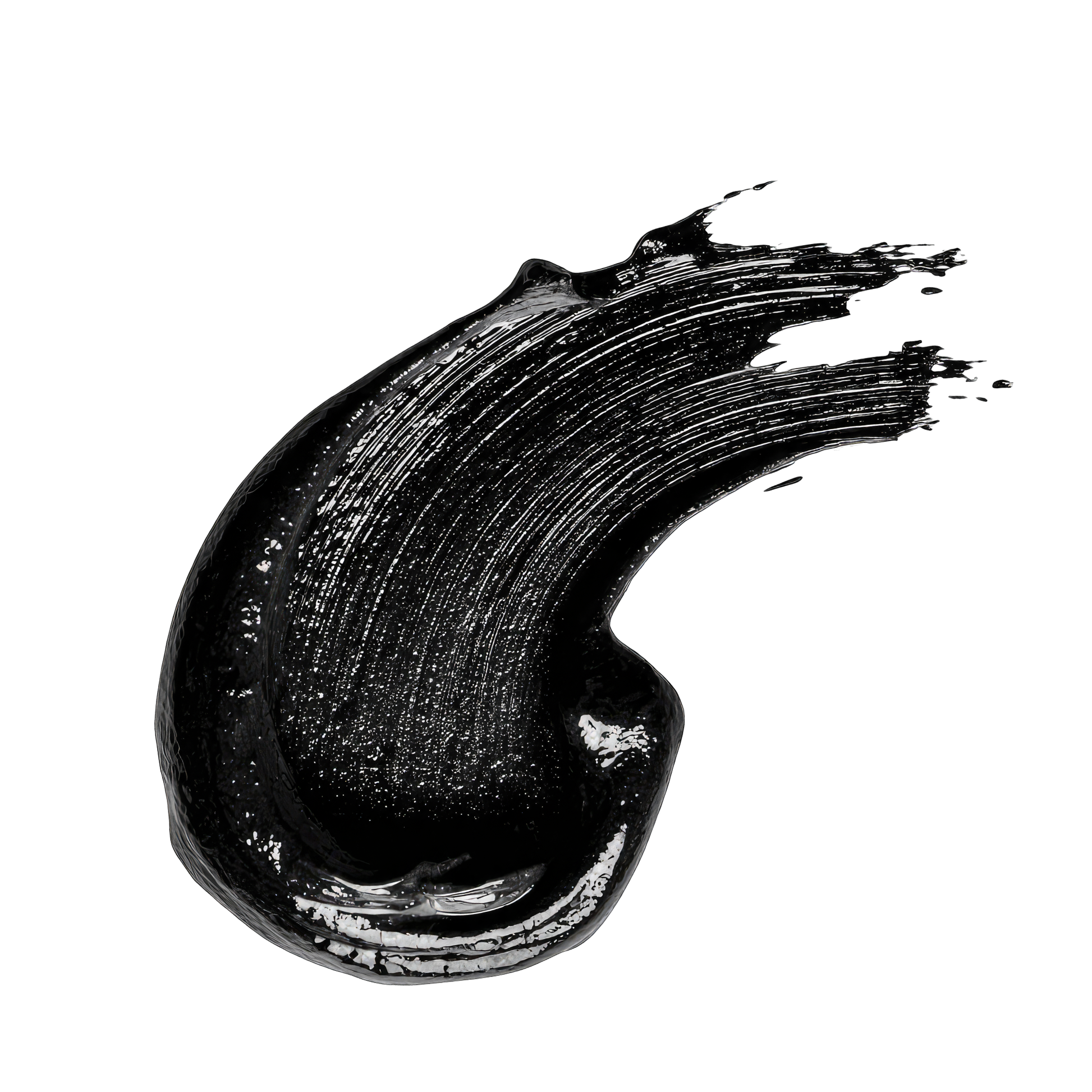 Black mascara texture showcasing creamy, flexible formula