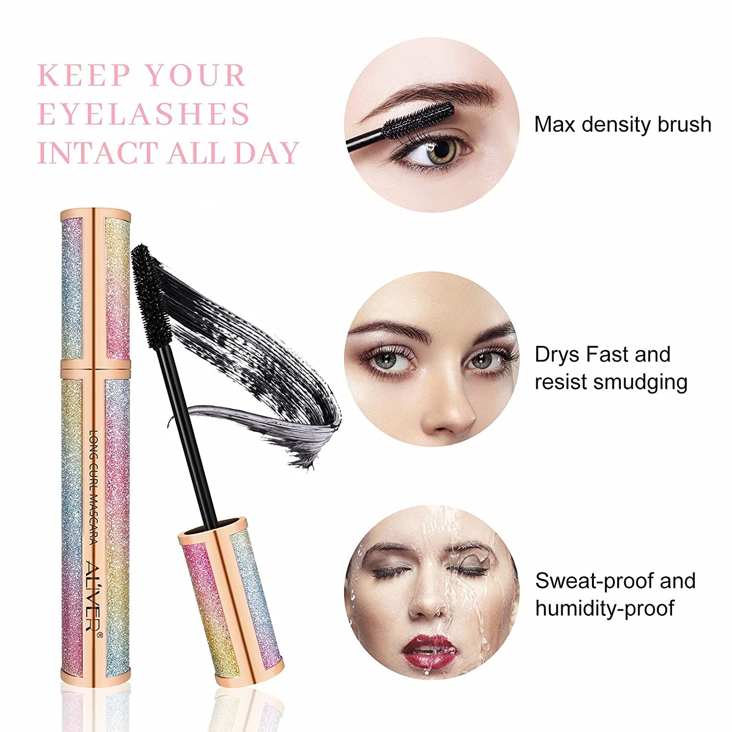 4D Silk Fiber Lash Mascara, Waterproof Tubing Mascara Black, Luxuriously Longer, Voluminous Eyelashes,Natural Lengthening Smudge-Proof Mascara,Hypoallergenic,No Clumping,Easy to Apply & All Day Full